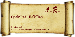 Apáti Réka névjegykártya